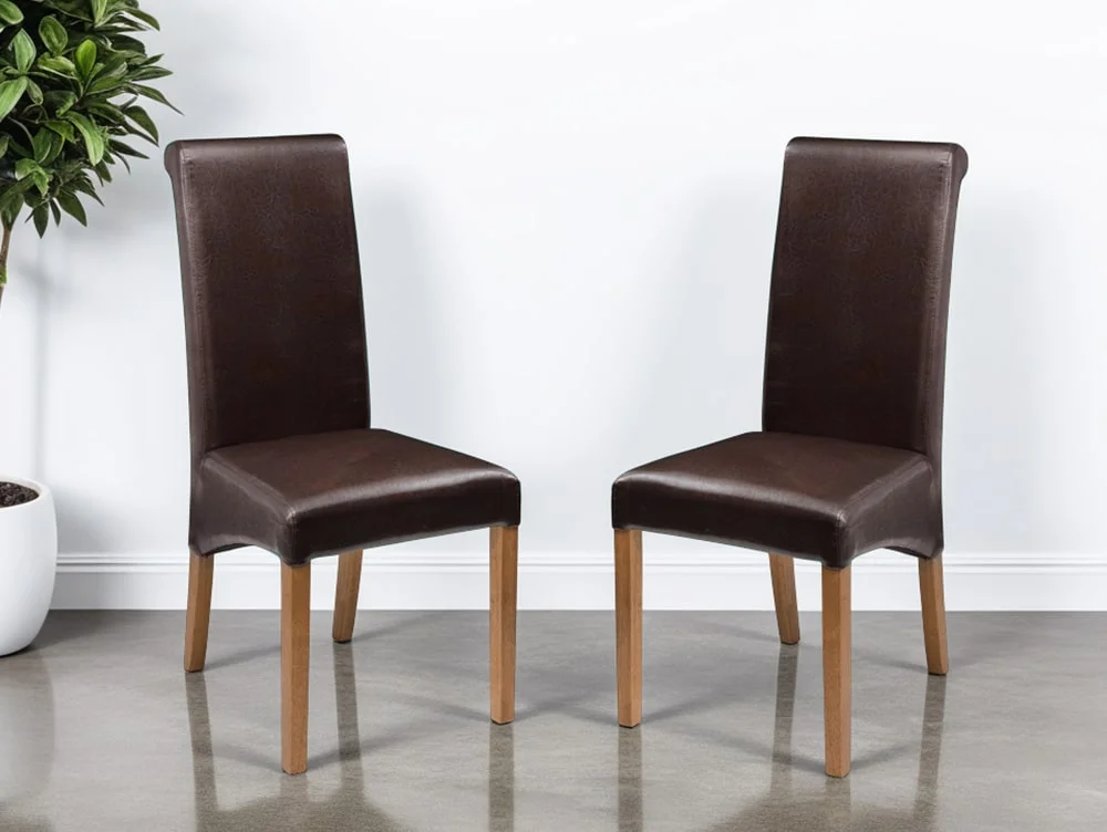 Julian Bowen Julian Bowen Cuba Set of 2 Brown Faux Leather Dining Chairs