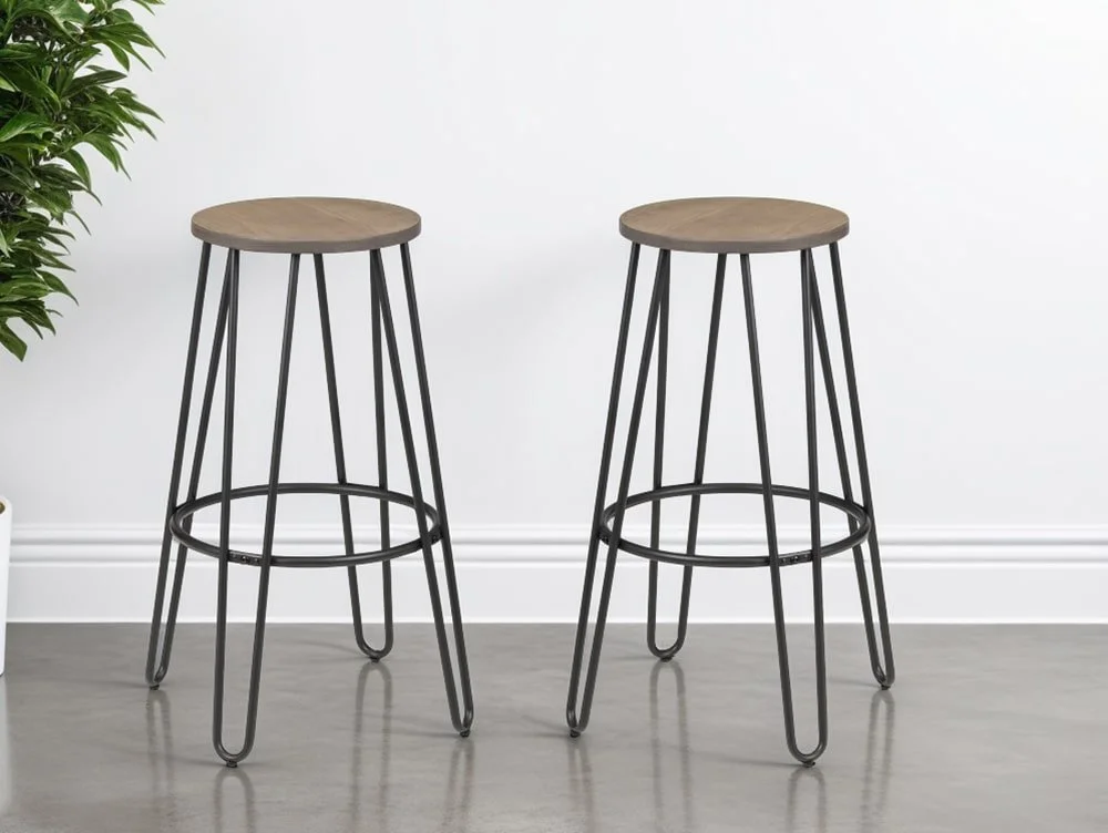 Julian Bowen Julian Bowen Dalston Set of 2 Mocha Elm and Black Bar Stools