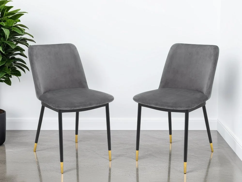 Julian Bowen Julian Bowen Delaunay Set of 2 Grey Velvet Dining Chairs