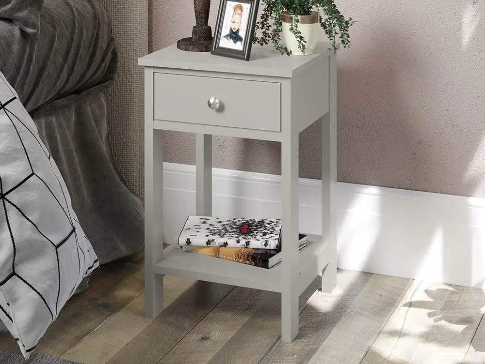 Core Products Core Options Shaker Grey 1 Drawer Petite Bedside Table