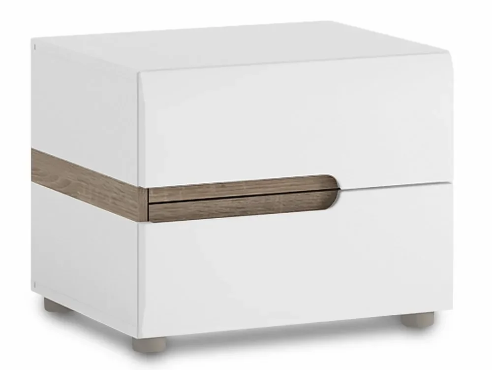 Furniture To Go Clearance Furniture To Go Chelsea White High Gloss and Oak 2 Drawer Bedside Table