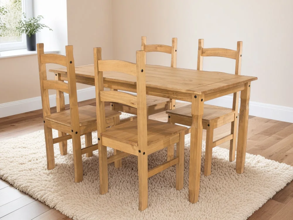 Core Products Core Corona Pine Rectangular Dining Table and 4 Chair Set