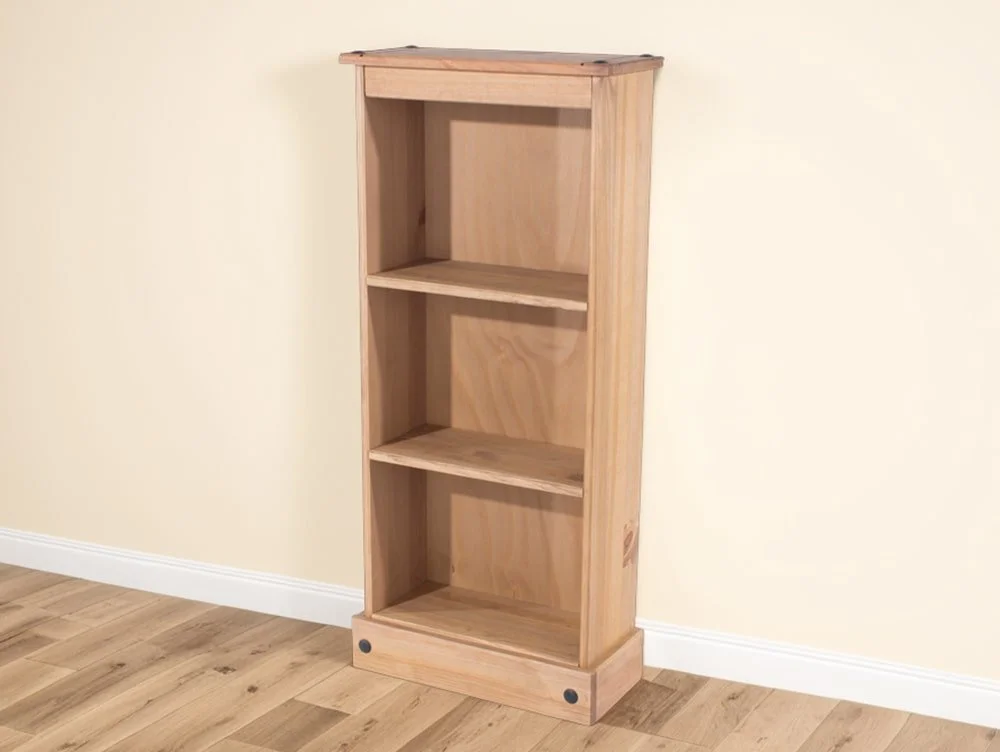 Core Products Core Corona Waxed Pine Low Narrow Wooden Bookcase