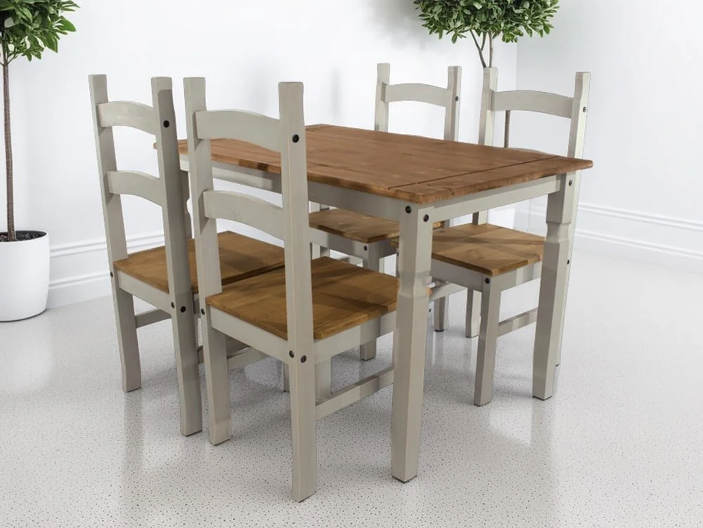 Core Products Core Corona Grey and Pine Rectangular Dining Table and 4 Chair Set