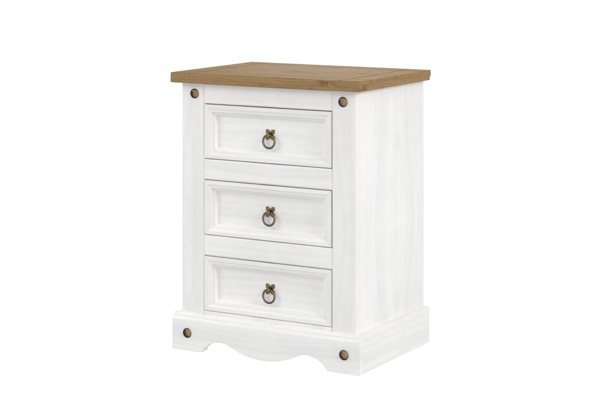 Core Products Core Corona White and Pine 3 Drawer Bedside Table