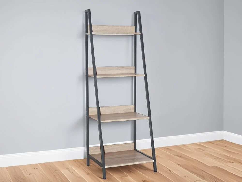 Core Products Core Loft Home Office Ladder Bookcase Unit with Oak Effect and Grey Metal Frames