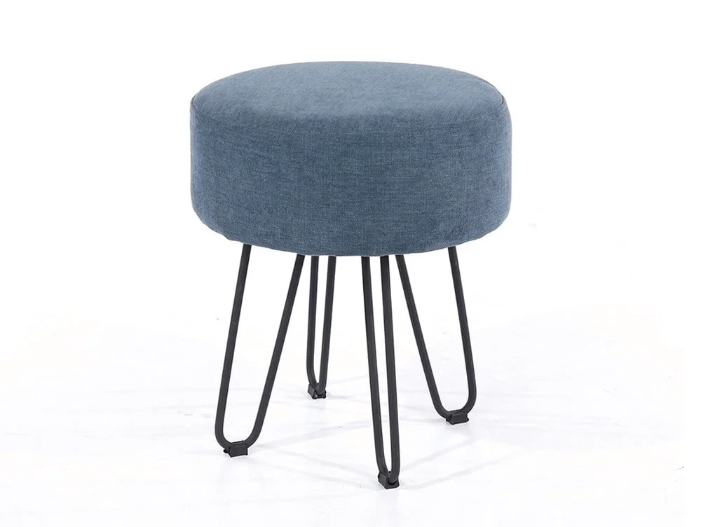 Core Products Core Soft Furnishings Blue Fabric Round Stool