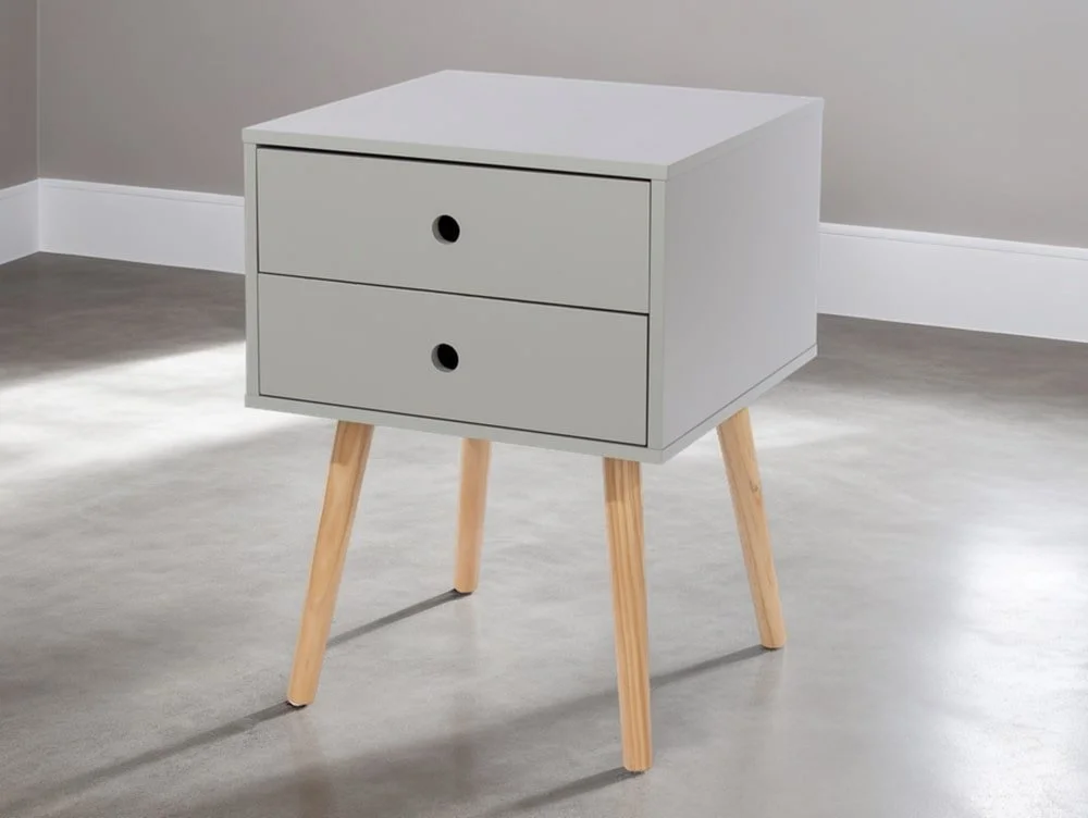 Core Products Core Options Scandia Grey 2 Drawer Bedside Table