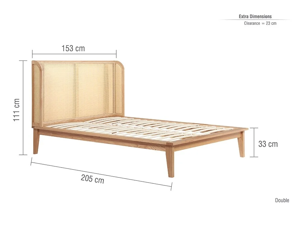 Birlea Furniture & Beds Birlea Astrid 4ft6 Double Rattan and Oak Wooden Bed Frame