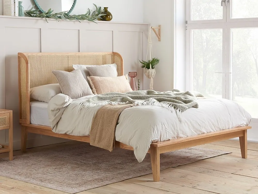 Birlea Furniture & Beds Birlea Astrid 5ft King Size Rattan and Oak Wooden Bed Frame
