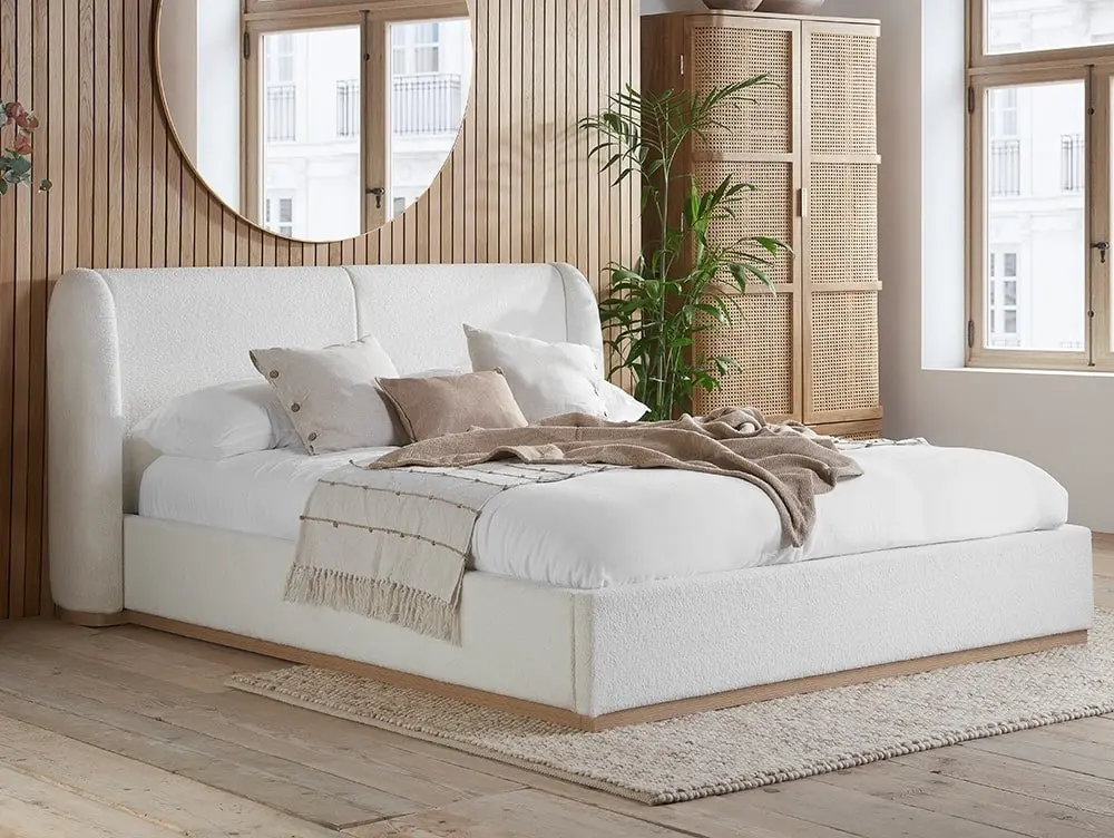 Birlea Furniture & Beds Birlea Eden 4ft6 Double White Boucle Fabric Bed Frame