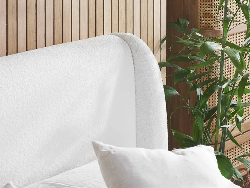 Birlea Furniture & Beds Birlea Eden 5ft King Size White Boucle Fabric Bed Frame