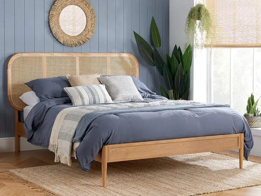 Birlea Furniture & Beds Birlea Elina 4ft6 Double Rattan and Oak Wooden Bed Frame