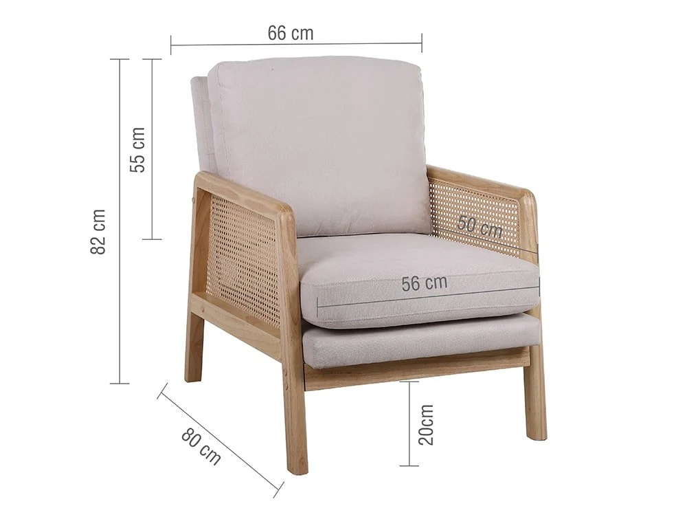 Birlea Furniture & Beds Birlea Ida Rattan and White Fabric Accent Chair