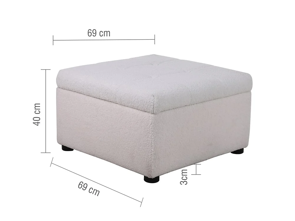 Birlea Furniture & Beds Birlea Milo White Boucle Fabric Ottoman Storage Footstool