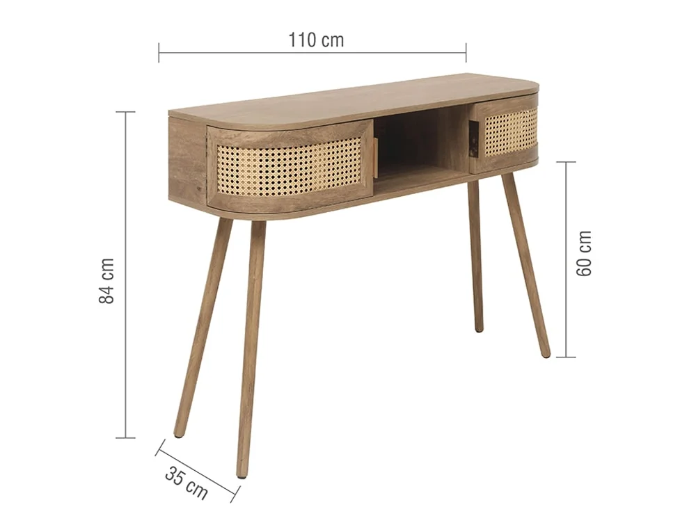 Birlea Furniture & Beds Birlea Noah Rattan and Oak 2 Door Console Table