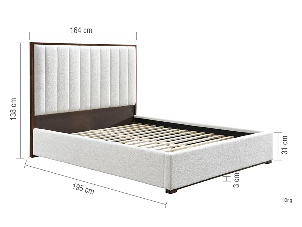 Birlea Furniture & Beds Birlea Fortrose 5ft King Size White Boucle Fabric Bed Frame