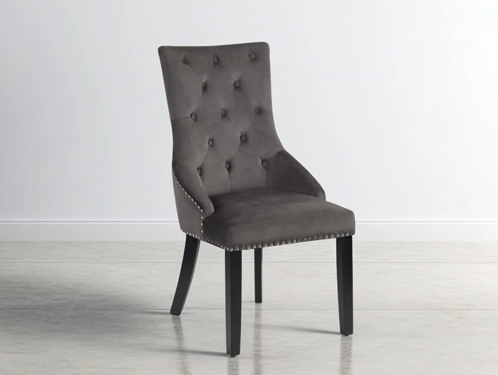 Julian Bowen Julian Bowen Veneto Grey Velvet Knockerback Dining Chair