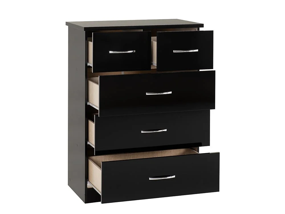 Seconique Seconique Nevada Black High Gloss 3+2 Drawer Chest of Drawers