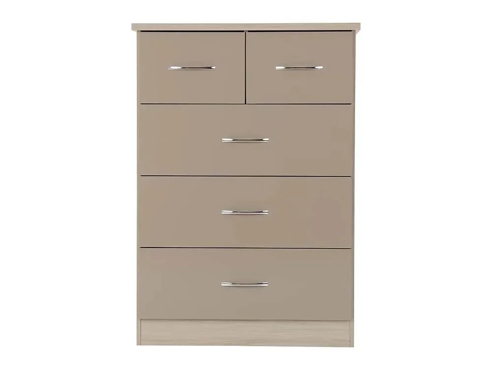 Seconique Seconique Nevada Oyster Gloss and Oak 4 Piece Medium Bedroom Furniture Package