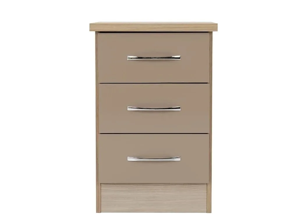 Seconique Seconique Nevada Oyster Gloss and Oak 4 Piece Medium Bedroom Furniture Package