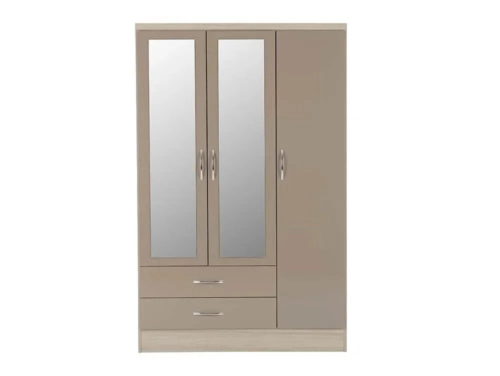 Seconique Seconique Nevada Oyster Gloss and Oak 4 Piece Medium Bedroom Furniture Package