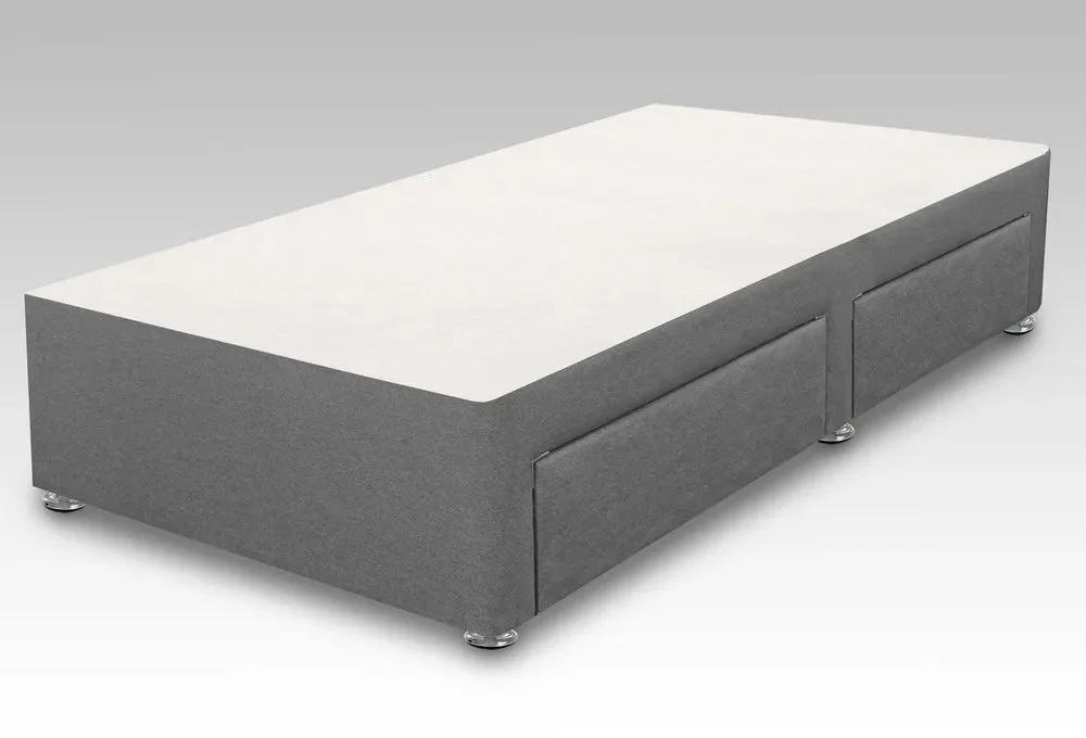 Dura Clearance - Dura 3ft Single Divan Base with 2 Drawers in Carlton Charcoal Fabric