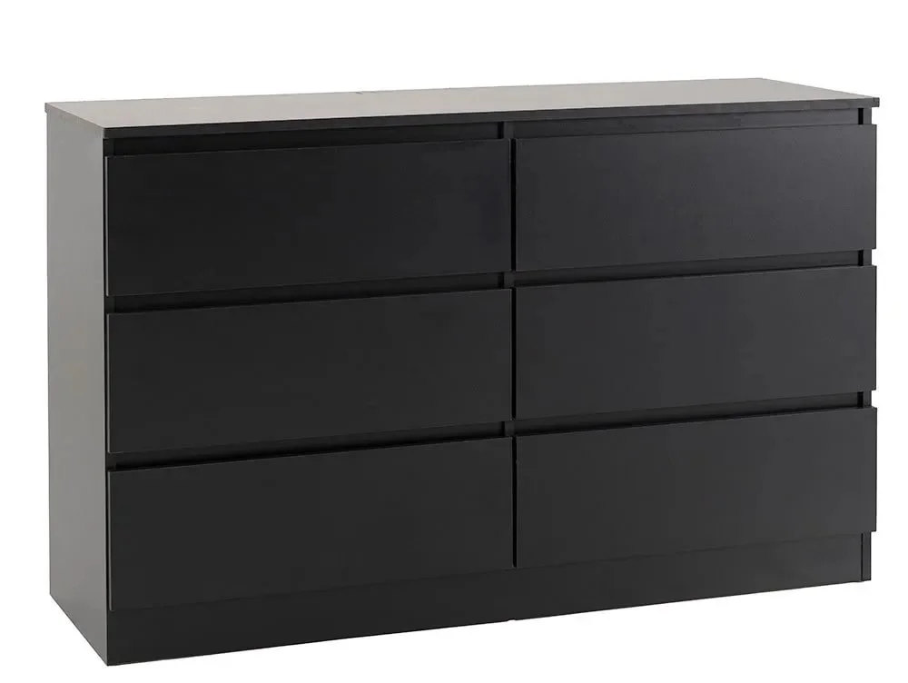 Seconique Clearance - Seconique Malvern Black 3+3 Drawer Chest of Drawers