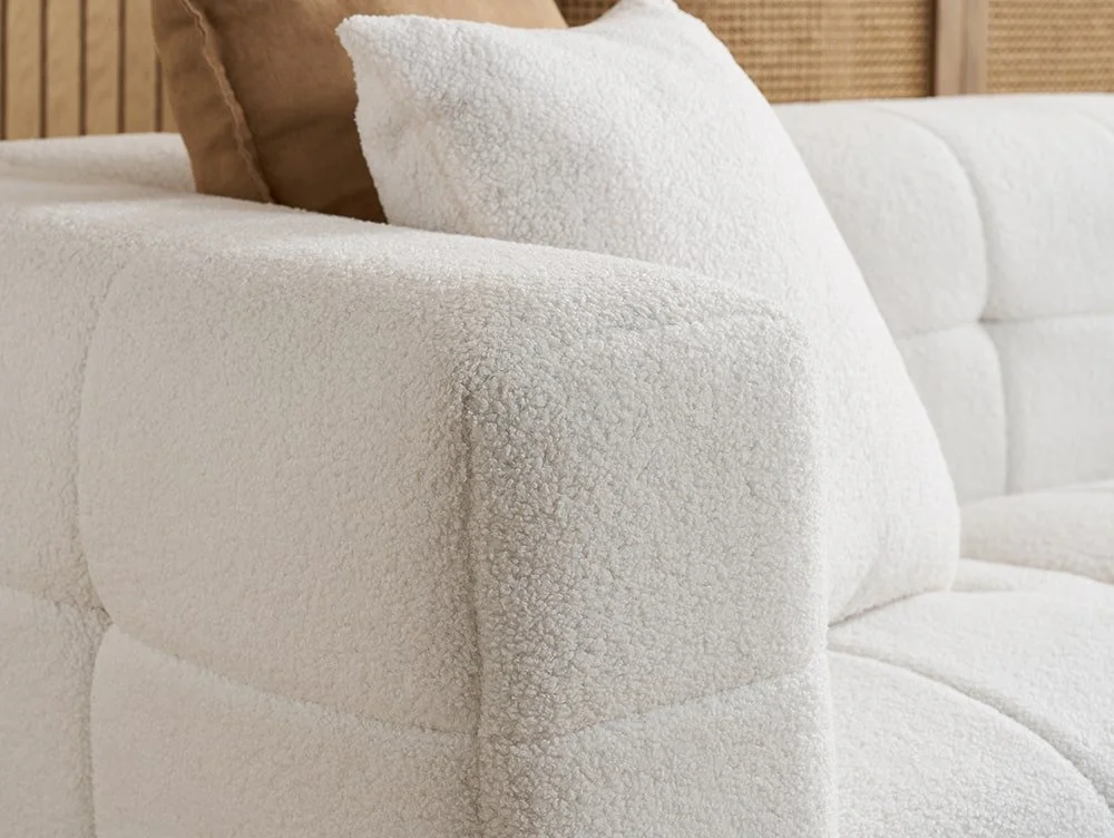 Birlea Furniture & Beds Birlea Milo White Boucle Fabric 2 Seater Sofa and Footstool Set