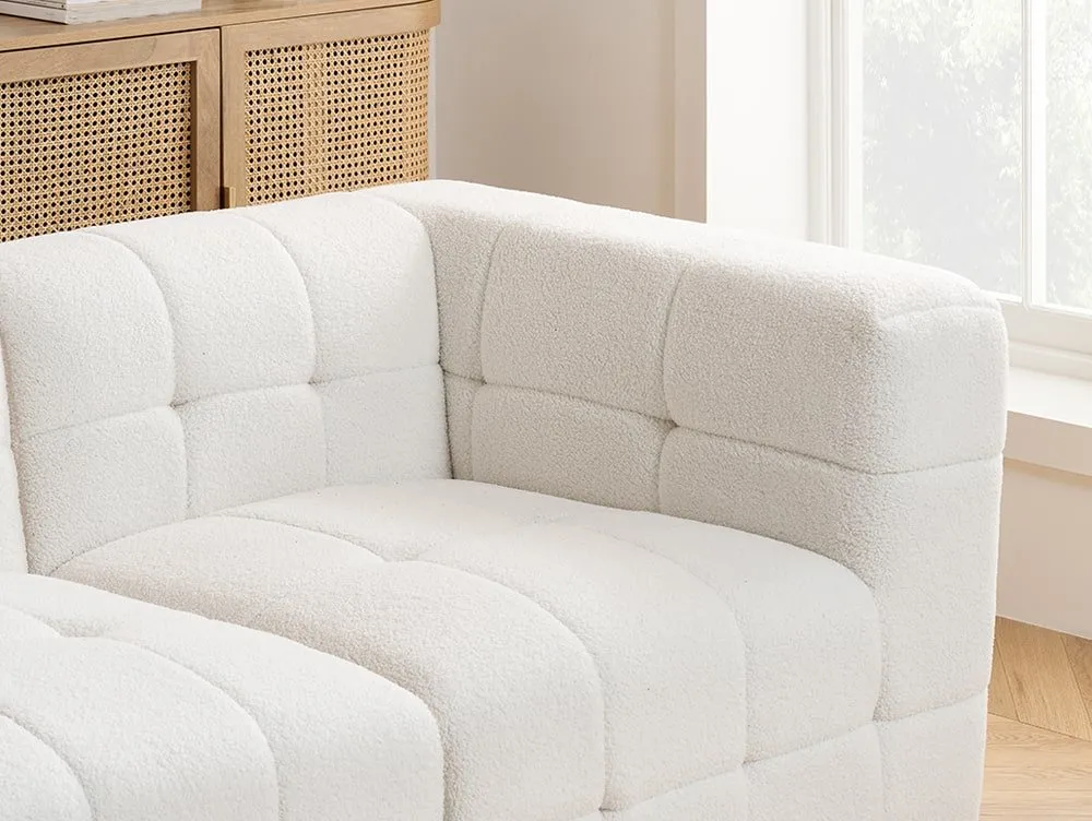 Birlea Furniture & Beds Birlea Milo White Boucle Fabric 2 Seater Sofa and Footstool Set