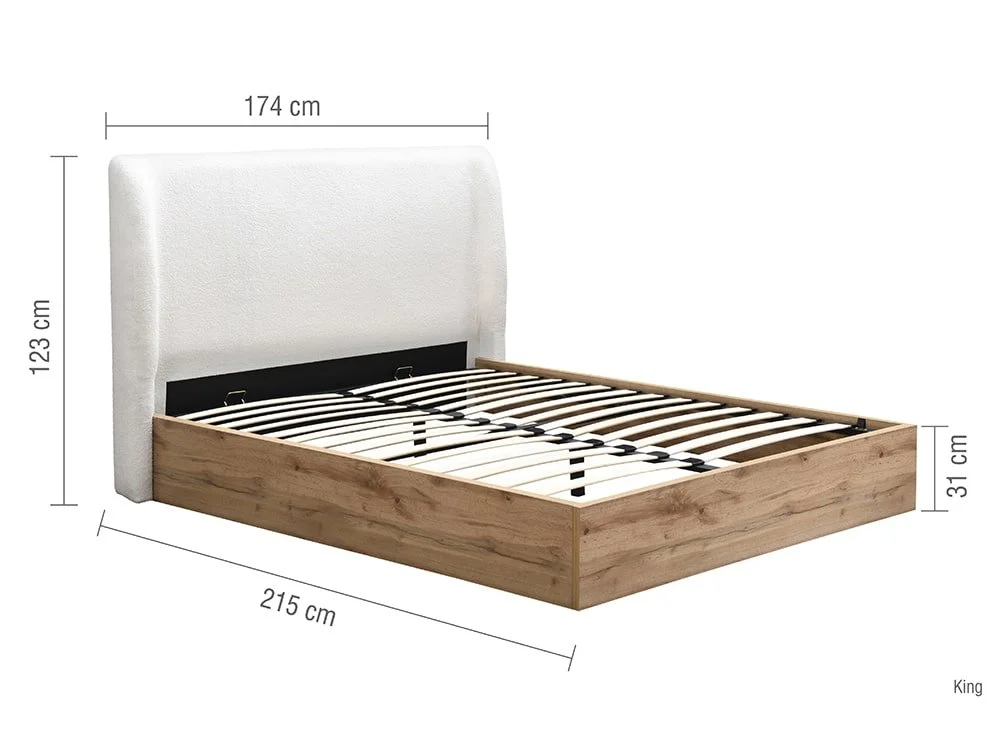 Birlea Furniture & Beds Birlea Halfden 5ft King Size White Fabric Ottoman Bed Frame