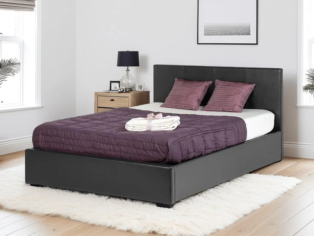 Seconique Seconique Waverley 5ft King Size Black Faux Leather Ottoman Bed Frame