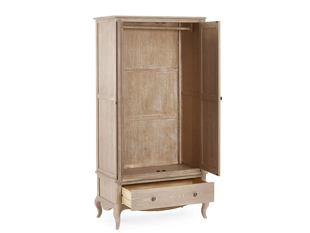 Julian Bowen Julian Bowen Camille Limed Oak 2 Door 1 Drawer Wardrobe