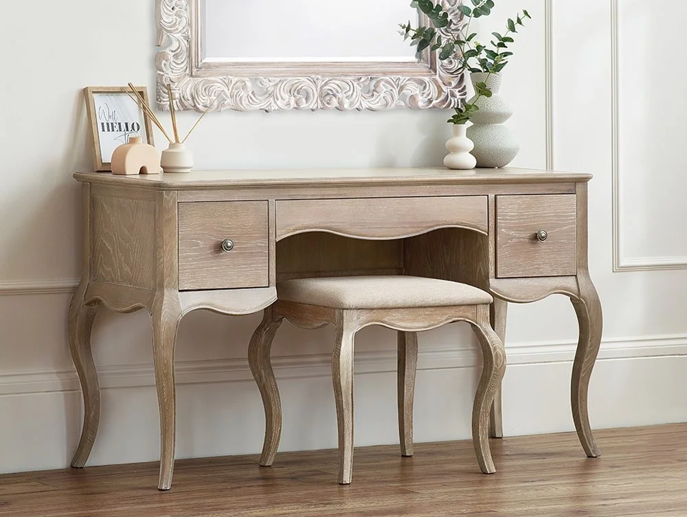 Julian Bowen Julian Bowen Camille Limed Oak 2 Drawer Dressing Table Set