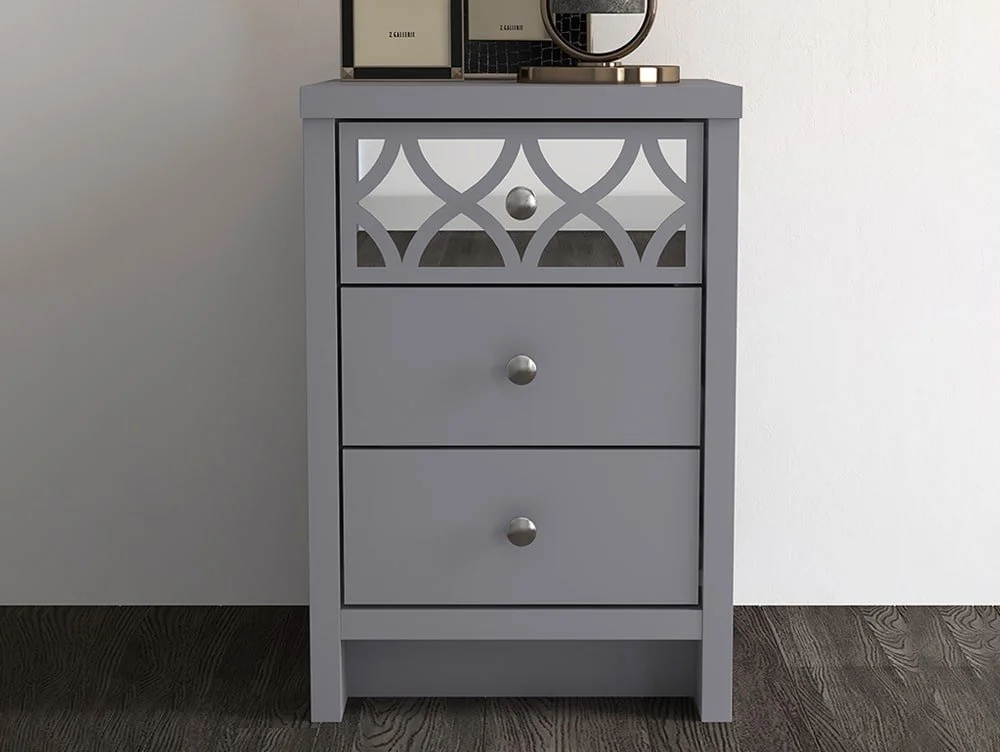 GFW GFW Arianna 3 Drawer Grey Wooden Bedside Table