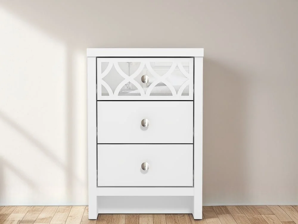 GFW GFW Arianna 3 Drawer White Wooden Bedside Table