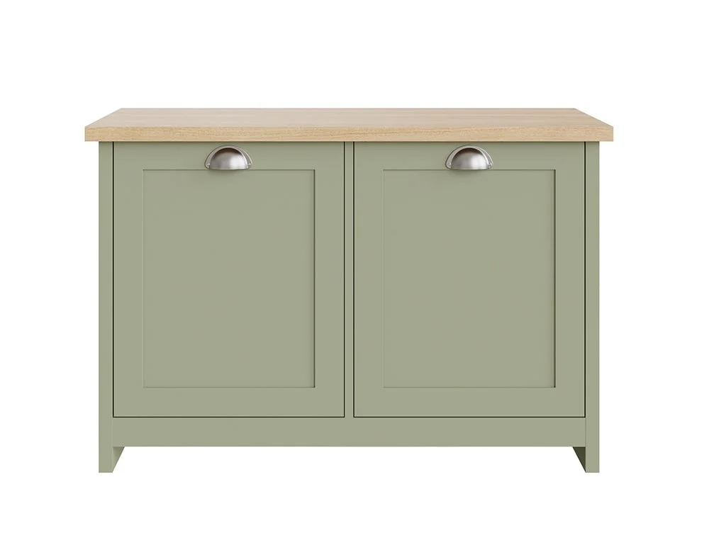 GFW GFW Lancaster Green and Oak 2 Door Shoe Cabinet