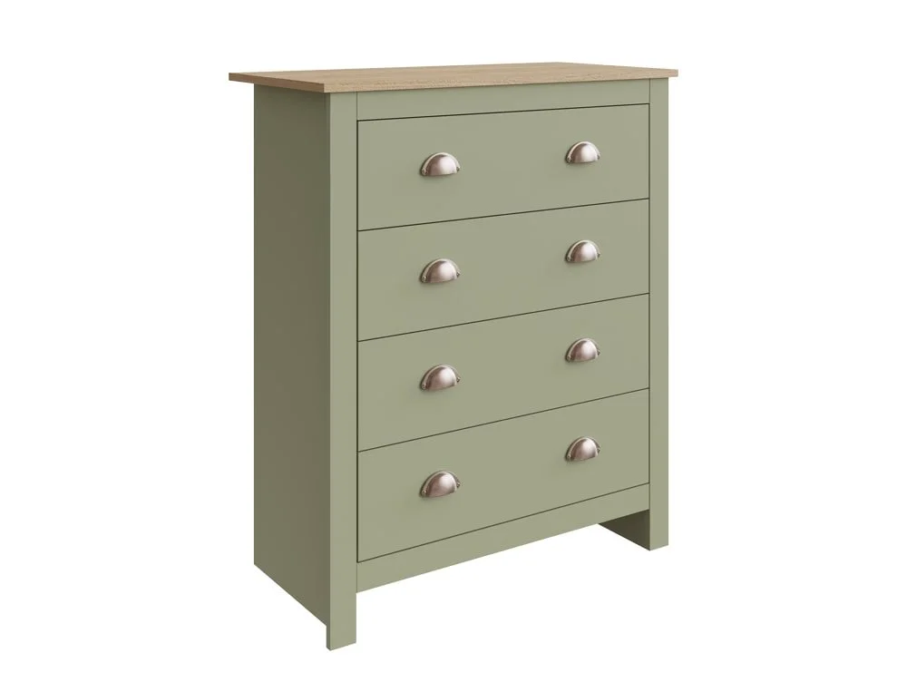 GFW GFW Lancaster Green and Oak 3 Piece Bedroom Furniture Package