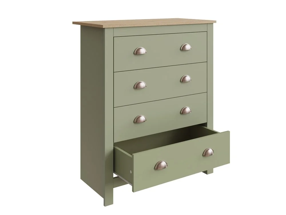 GFW GFW Lancaster Green and Oak 4 Piece Bedroom Furniture Package