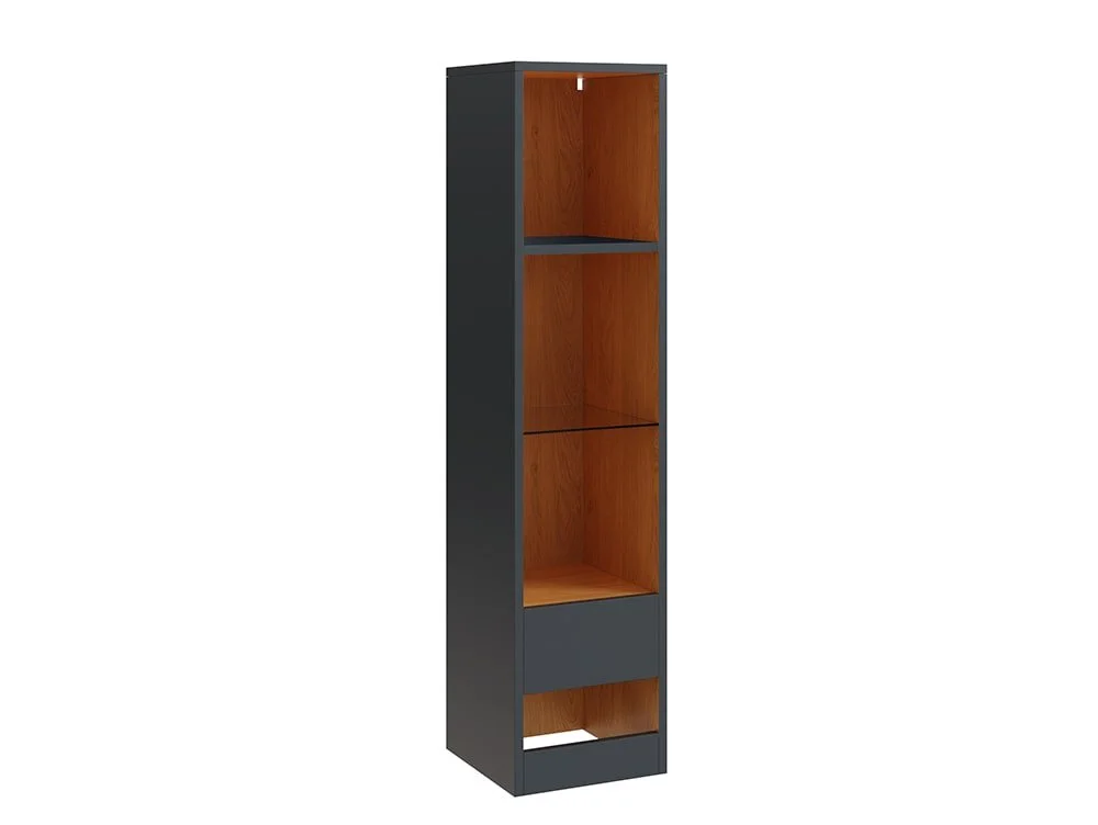 GFW GFW Leon Anthracite and Oak Tall Shelf Unit With LED Lighting