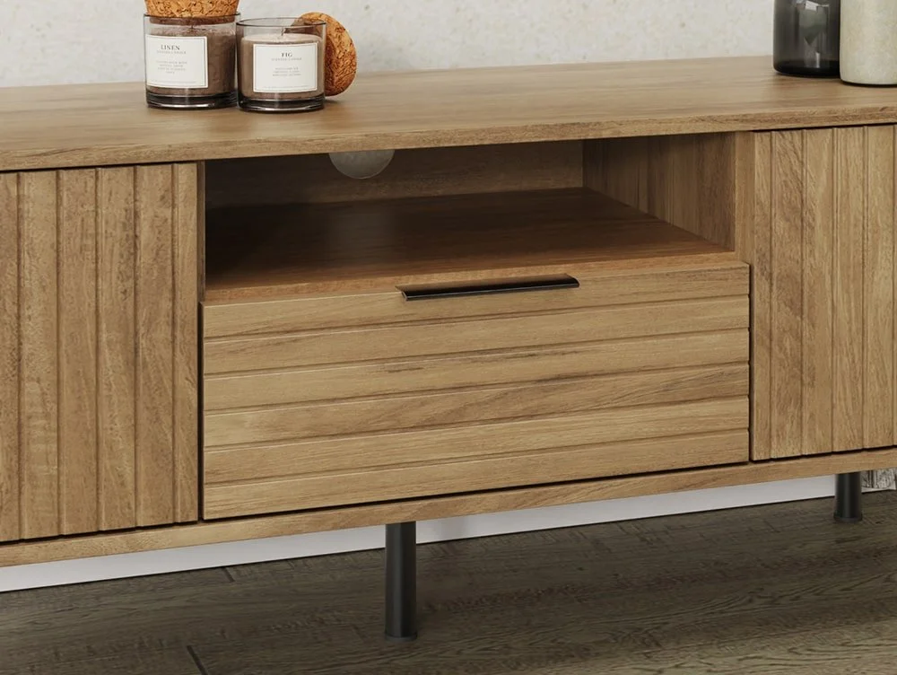 GFW GFW Nervata Oak 2 Door 1 Drawer TV Cabinet