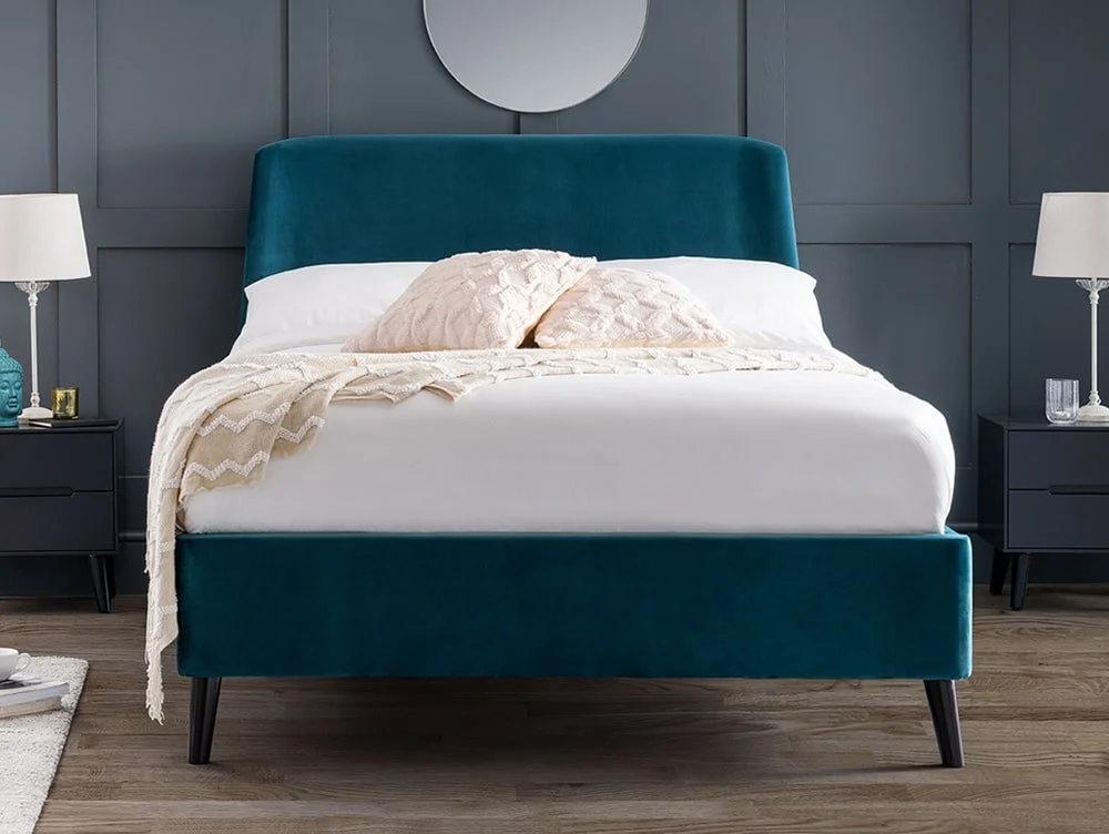 Julian Bowen Julian Bowen Frida 4ft6 Double Teal Velvet Fabric Bed Frame