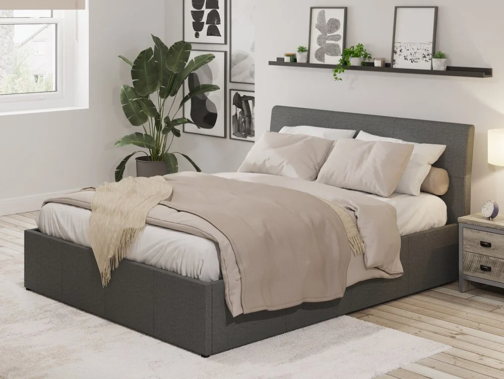 GFW GFW Ascot 5ft King Size Grey Fabric Ottoman Bed Frame