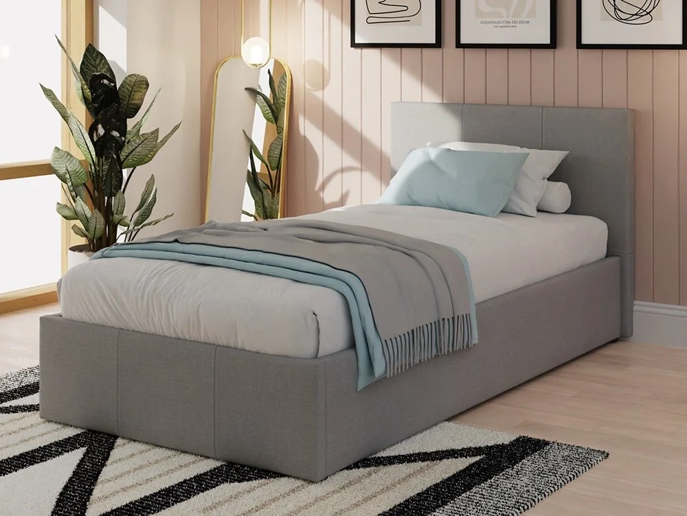 GFW GFW Ecuador 3ft Single Grey Hopsack Fabric Side Lift Ottoman Bed Frame