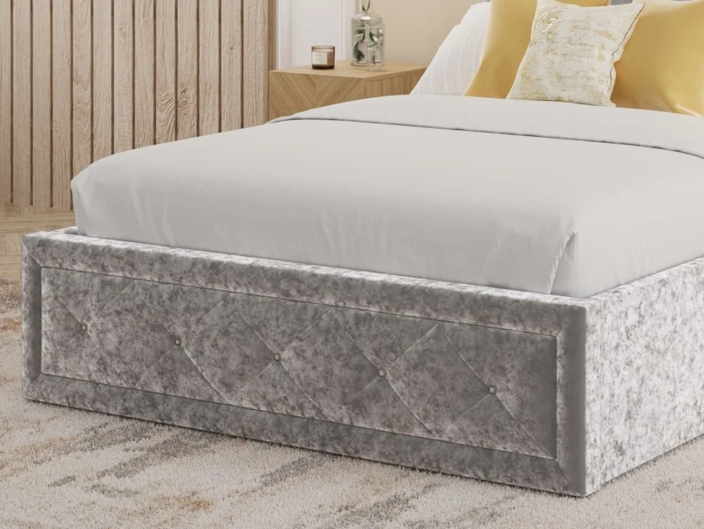 GFW GFW Hollywood 4ft6 Double Silver Crushed Velvet Ottoman Bed Frame