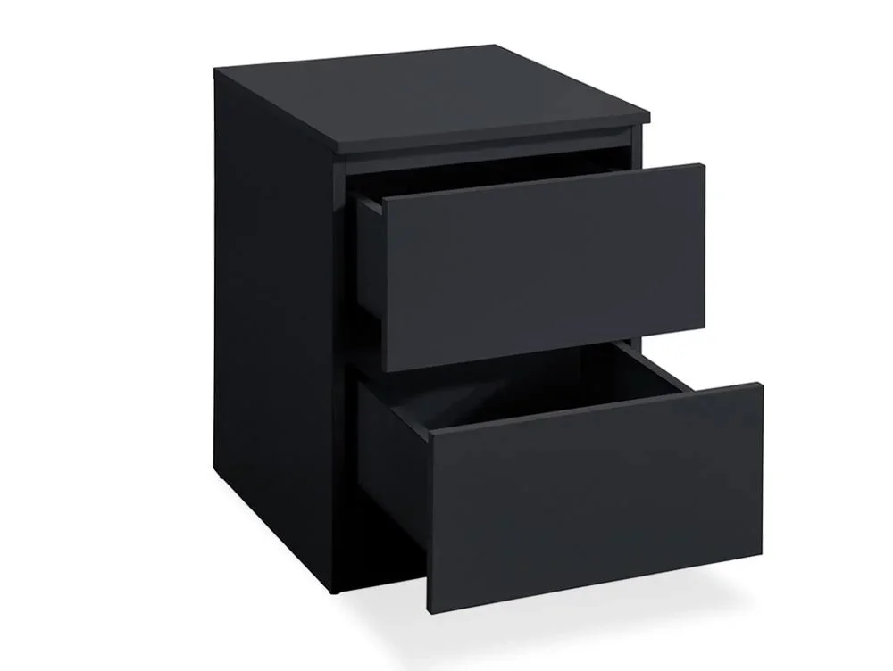 Birlea Furniture & Beds Clearance - Birlea Oslo Black 2 Drawer Bedside Table x 2