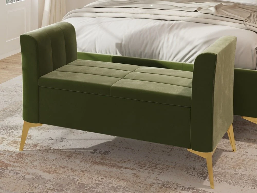 GFW GFW Pettine Green Fabric Upholstered Ottoman Storage Bench