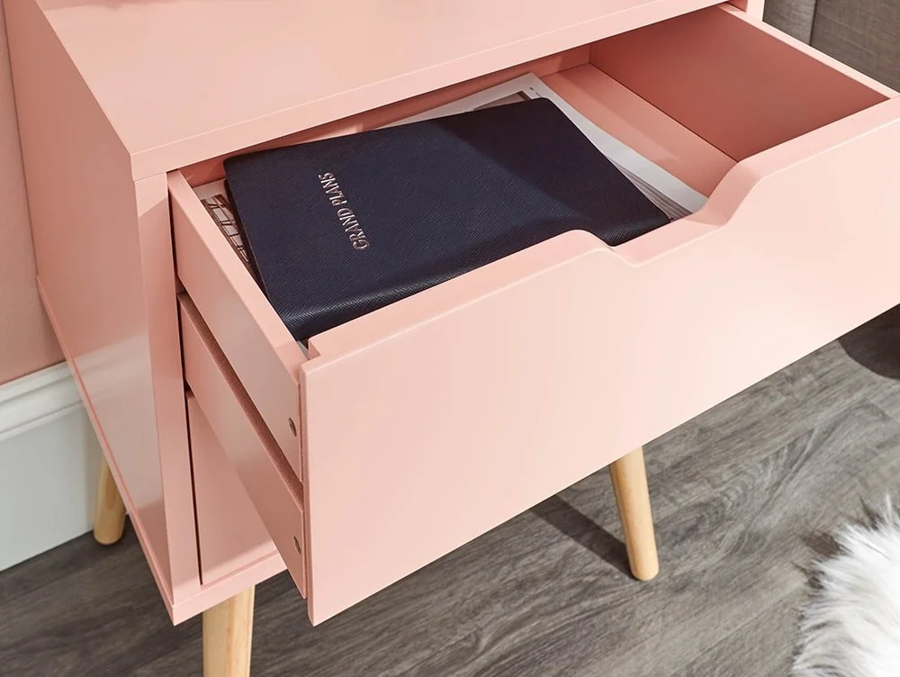 GFW GFW Nyborg Coral Pink 2 Drawer Bedside Table