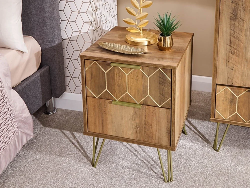 GFW GFW Orleans Mango Effect 2 Drawer Bedside Cabinet