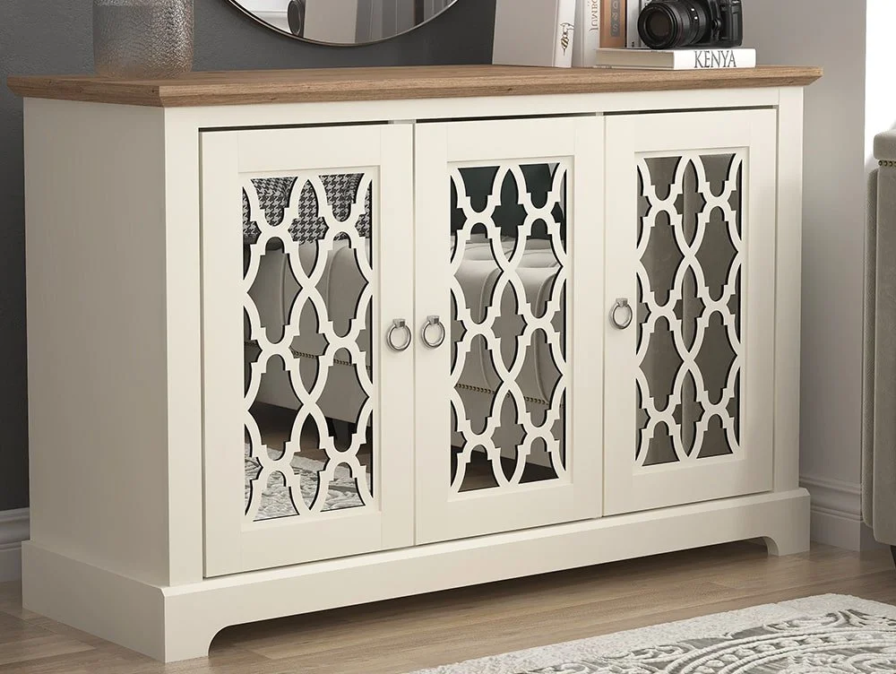 GFW GFW Honiton Ivory Mirrored 3 Door Sideboard